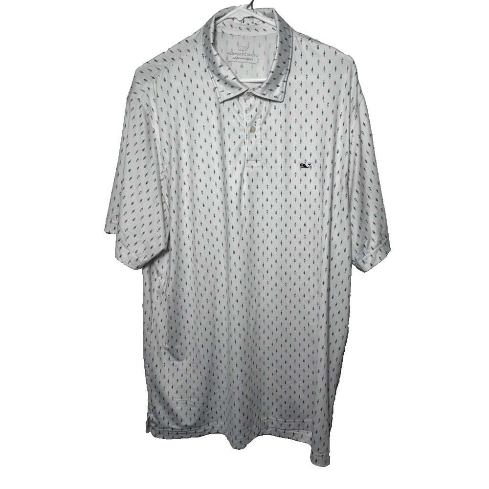 Vineyard Vines Performance Polo Shirt Men's XL White Golf Short Sleeve